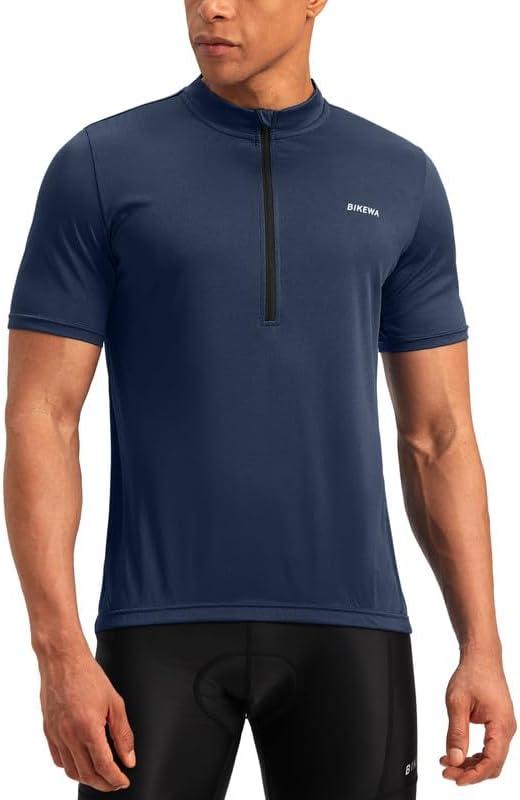 Bikewa Men’s Cycling Jersey Moisture Wicking Short Sleeve UPF Half Zip ...