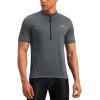 image:imageBikewa Mens Cycling Jersey Moisture Wicking Short Sleeve UPF Half Zip Bike Road Riding Biking Shirts for Men Zipper PocketsDark Grey