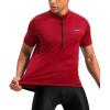 image:imageBikewa Mens Cycling Jersey Moisture Wicking Short Sleeve UPF Half Zip Bike Road Riding Biking Shirts for Men Zipper PocketsDark Red