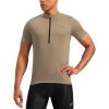 image:imageBikewa Mens Cycling Jersey Moisture Wicking Short Sleeve UPF Half Zip Bike Road Riding Biking Shirts for Men Zipper PocketsKhaki