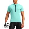 image:imageBikewa Mens Cycling Jersey Moisture Wicking Short Sleeve UPF Half Zip Bike Road Riding Biking Shirts for Men Zipper PocketsLight Green