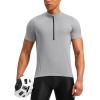 image:imageBikewa Mens Cycling Jersey Moisture Wicking Short Sleeve UPF Half Zip Bike Road Riding Biking Shirts for Men Zipper PocketsLight Grey