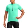 image:imageBikewa Mens Cycling Jersey Moisture Wicking Short Sleeve UPF Half Zip Bike Road Riding Biking Shirts for Men Zipper PocketsMint Green