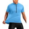 image:imageBikewa Mens Cycling Jersey Moisture Wicking Short Sleeve UPF Half Zip Bike Road Riding Biking Shirts for Men Zipper PocketsSky Blue
