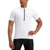 image:imageBikewa Mens Cycling Jersey Moisture Wicking Short Sleeve UPF Half Zip Bike Road Riding Biking Shirts for Men Zipper PocketsWhite