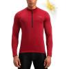image:imageBikewa Mens Cycling Jersey with 31 Rear Zipper Pockets Long Sleeve Moisture Wicking UPF 50 Half Zip Riding Bike ShirtsDark Red