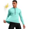 image:imageBikewa Mens Cycling Jersey with 31 Rear Zipper Pockets Long Sleeve Moisture Wicking UPF 50 Half Zip Riding Bike ShirtsLight Green