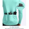 image:imageBikewa Mens Cycling Jersey with 31 Rear Zipper Pockets Long Sleeve Moisture Wicking UPF 50 Half Zip Riding Bike ShirtsLight Green