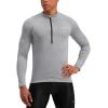 image:imageBikewa Mens Cycling Jersey with 31 Rear Zipper Pockets Long Sleeve Moisture Wicking UPF 50 Half Zip Riding Bike ShirtsLight Grey