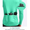 image:imageBikewa Mens Cycling Jersey with 31 Rear Zipper Pockets Long Sleeve Moisture Wicking UPF 50 Half Zip Riding Bike ShirtsMint Green
