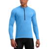 image:imageBikewa Mens Cycling Jersey with 31 Rear Zipper Pockets Long Sleeve Moisture Wicking UPF 50 Half Zip Riding Bike ShirtsSky Blue