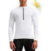 image:imageBikewa Mens Cycling Jersey with 31 Rear Zipper Pockets Long Sleeve Moisture Wicking UPF 50 Half Zip Riding Bike ShirtsWhite