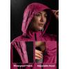 image:imageBikewa Womens Cycling Rain Jackets Waterproof Windbreaker Lightweight Running Windproof Reflective Jacket Packable HoodedRose Red