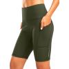 image:imageBikewa Womens High Waisted Biker Shorts 8 Running Workout Tummy Control Bike Spandex Shorts for Women Zipper PocketsArmy Green
