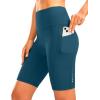 image:imageBikewa Womens High Waisted Biker Shorts 8 Running Workout Tummy Control Bike Spandex Shorts for Women Zipper PocketsDark Blue