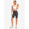 image:imageBikewa Womens High Waisted Biker Shorts 8 Running Workout Tummy Control Bike Spandex Shorts for Women Zipper PocketsDark Grey