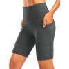 image:imageBikewa Womens High Waisted Biker Shorts 8 Running Workout Tummy Control Bike Spandex Shorts for Women Zipper PocketsDark Grey