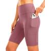 image:imageBikewa Womens High Waisted Biker Shorts 8 Running Workout Tummy Control Bike Spandex Shorts for Women Zipper PocketsDark Pink