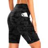 image:imageBikewa Womens High Waisted Biker Shorts 8 Running Workout Tummy Control Bike Spandex Shorts for Women Zipper PocketsGrey Camo