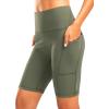 image:imageBikewa Womens High Waisted Biker Shorts 8 Running Workout Tummy Control Bike Spandex Shorts for Women Zipper PocketsGrey Sage