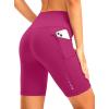 image:imageBikewa Womens High Waisted Biker Shorts 8 Running Workout Tummy Control Bike Spandex Shorts for Women Zipper PocketsRose
