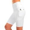 image:imageBikewa Womens High Waisted Biker Shorts 8 Running Workout Tummy Control Bike Spandex Shorts for Women Zipper PocketsWhite