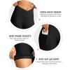 image:imageWomens Bike Shorts 4D Padded Cycling Shorts Crossover Waist Biking Shorts with Pockets Bicycle RidingBlack