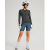 image:imageWomens Bike Shorts 4D Padded Cycling Shorts Crossover Waist Biking Shorts with Pockets Bicycle RidingBlue Grey