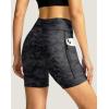 image:imageWomens Bike Shorts 4D Padded Cycling Shorts Crossover Waist Biking Shorts with Pockets Bicycle RidingCamo Black