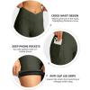 image:imageWomens Bike Shorts 4D Padded Cycling Shorts Crossover Waist Biking Shorts with Pockets Bicycle RidingOlive Green