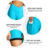 image:imageWomens Bike Shorts 4D Padded Cycling Shorts Crossover Waist Biking Shorts with Pockets Bicycle RidingSky Blue