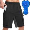 image:imageBikewa Mens Mountain Bike Shorts 3D Padded Loosefit Biking Riding Cycling Bicycle Biker Shorts Zipper PocketsBlack Grey