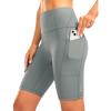 image:imageBikewa Womens High Waisted Biker Shorts 8 Running Workout Tummy Control Bike Spandex Shorts for Women Zipper PocketsBright Grey