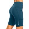 image:imageBikewa Womens High Waisted Biker Shorts 8 Running Workout Tummy Control Bike Spandex Shorts for Women Zipper PocketsDark Blue