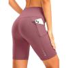 image:imageBikewa Womens High Waisted Biker Shorts 8 Running Workout Tummy Control Bike Spandex Shorts for Women Zipper PocketsDark Pink