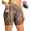 image:imageWomens Bike Shorts 4D Padded Cycling Shorts Crossover Waist Biking Shorts with Pockets Bicycle RidingLeopard