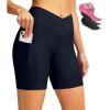 image:imageWomens Bike Shorts 4D Padded Cycling Shorts Crossover Waist Biking Shorts with Pockets Bicycle RidingNavy
