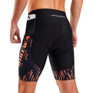 image:imageBikewa Mens Bike Shorts 4D Padded Biking Road Cycling Bicycle Pants Biker Shorts for Men Zipper Pockets1 Orange