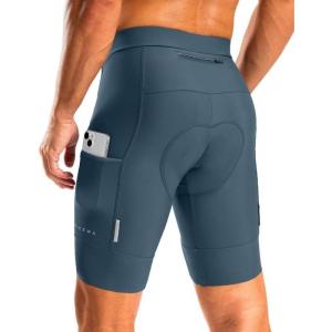 image:imageBikewa Mens Bike Shorts 4D Padded Cycling Shorts for Men Road Riding Biking Bicycle Zipper PocketsBlue Grey