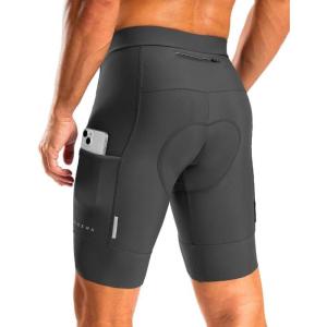image:imageBikewa Mens Bike Shorts 4D Padded Cycling Shorts for Men Road Riding Biking Bicycle Zipper PocketsDark Grey