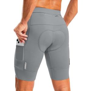 image:imageBikewa Mens Bike Shorts 4D Padded Cycling Shorts for Men Road Riding Biking Bicycle Zipper PocketsLight Grey