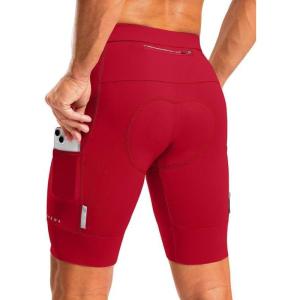 image:imageBikewa Mens Bike Shorts 4D Padded Cycling Shorts for Men Road Riding Biking Bicycle Zipper PocketsRed