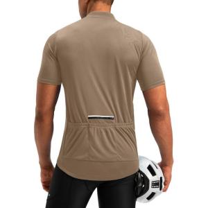image:imageBikewa Mens Cycling Jersey Moisture Wicking Short Sleeve UPF Half Zip Bike Road Riding Biking Shirts for Men Zipper PocketsKhaki