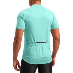 image:imageBikewa Mens Cycling Jersey Moisture Wicking Short Sleeve UPF Half Zip Bike Road Riding Biking Shirts for Men Zipper PocketsLight Green
