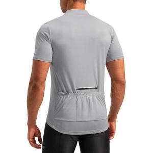 image:imageBikewa Mens Cycling Jersey Moisture Wicking Short Sleeve UPF Half Zip Bike Road Riding Biking Shirts for Men Zipper PocketsLight Grey