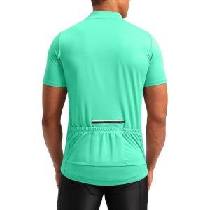 image:imageBikewa Mens Cycling Jersey Moisture Wicking Short Sleeve UPF Half Zip Bike Road Riding Biking Shirts for Men Zipper PocketsMint Green
