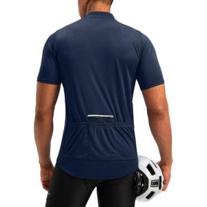 image:imageBikewa Mens Cycling Jersey Moisture Wicking Short Sleeve UPF Half Zip Bike Road Riding Biking Shirts for Men Zipper PocketsNavy