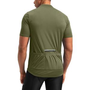 image:imageBikewa Mens Cycling Jersey Moisture Wicking Short Sleeve UPF Half Zip Bike Road Riding Biking Shirts for Men Zipper PocketsOlive