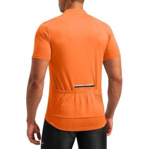 image:imageBikewa Mens Cycling Jersey Moisture Wicking Short Sleeve UPF Half Zip Bike Road Riding Biking Shirts for Men Zipper PocketsOrange