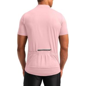 image:imageBikewa Mens Cycling Jersey Moisture Wicking Short Sleeve UPF Half Zip Bike Road Riding Biking Shirts for Men Zipper PocketsPink